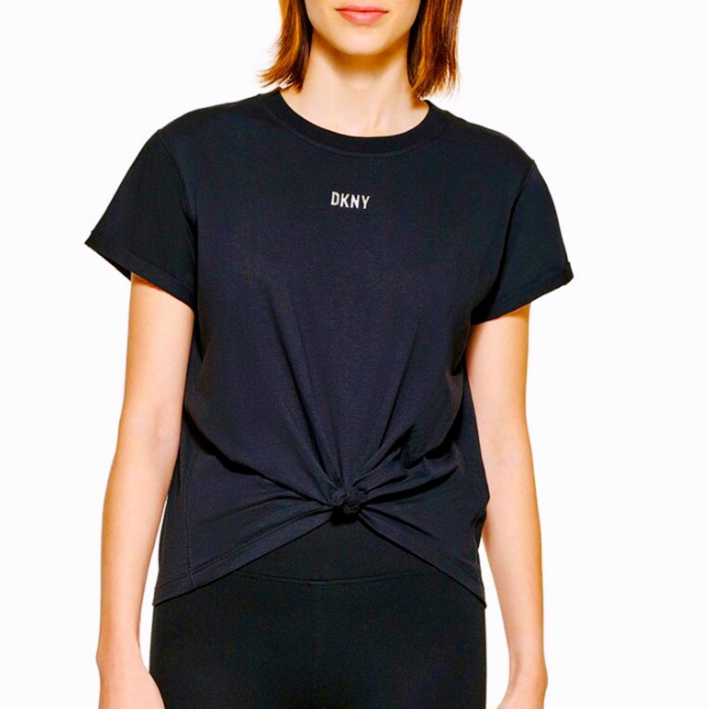 NWT! Dkny Metallic Logo Cotton T-Shirt in Black, Small